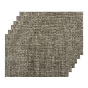 6 Set Placemats for Dining Table, Washable Woven Vinyl 18x12 inch Coffee